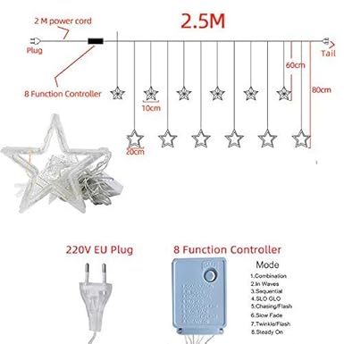 12 Stars 138 Led Curtains Decoration lights for Diwali, Home decor