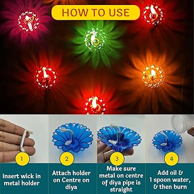 Craft Vatika Diyas for Diwali Decoration 3D Floating (set of 12)