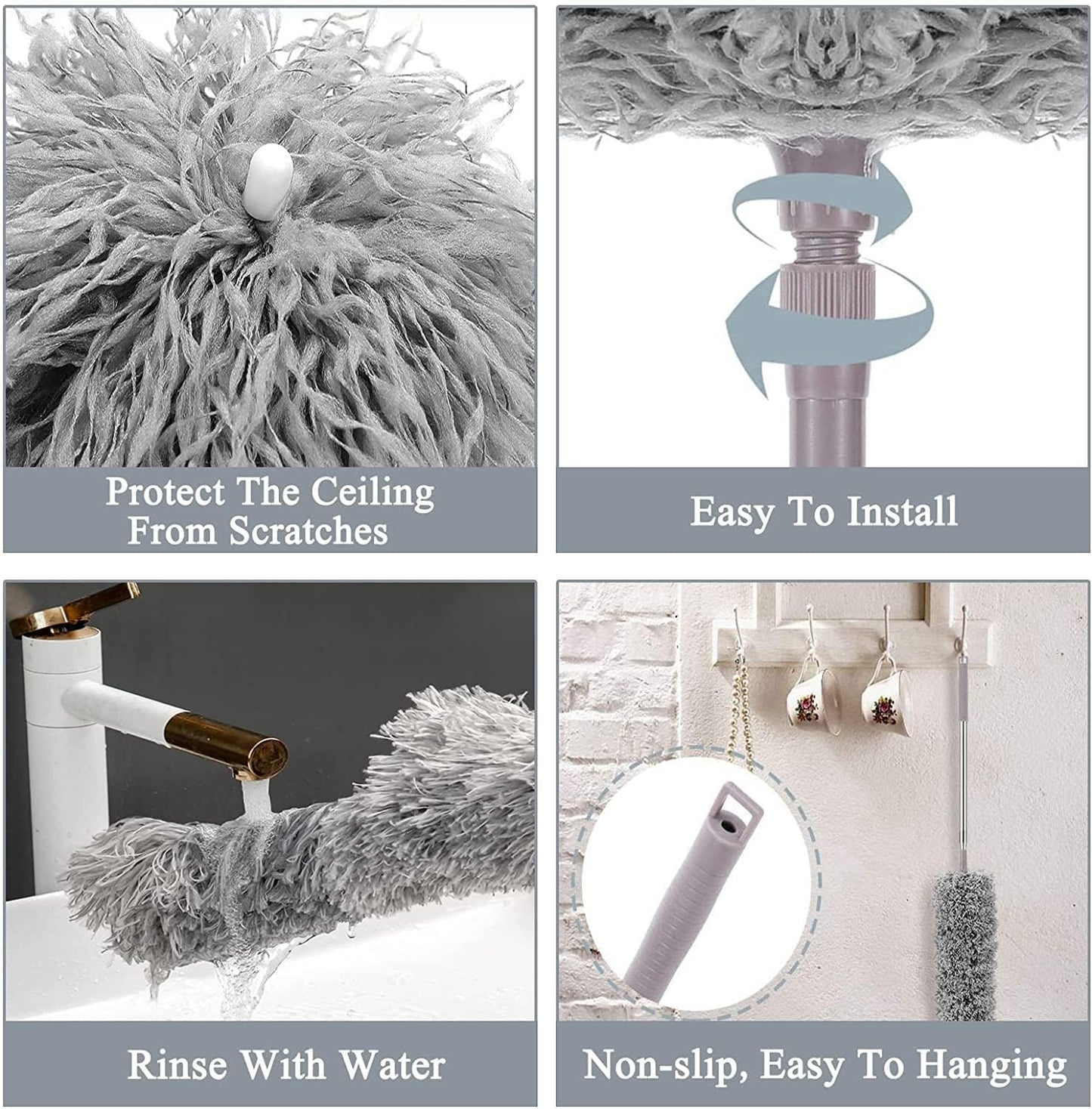 TechLifestyle Extendable Microfiber Feather Duster – 100 Bendable Fan & Ceiling Cleaner with Washable Head