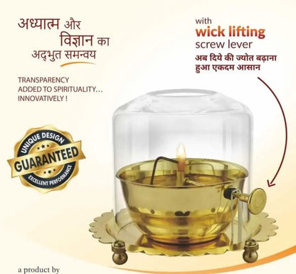 Shri Durga Akhand Jyot Brass Diya with Protective Cover | Pure Brass Eternal Deepak for Navratri, Pooja & Festivals | 🌸 Navratri Special Offer