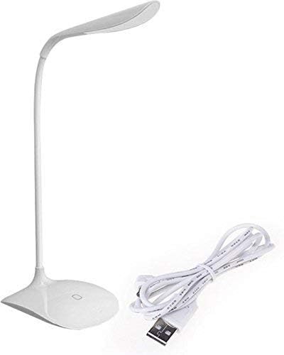 Premium Rechargeable LED Desk Lamp with Touch On/Off Switch, Adjustable Brightness Dimmer, Eye-Care Light for Study, Reading & Work – White