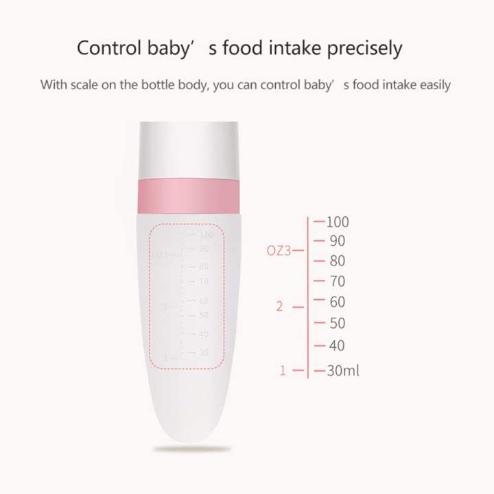 Baby Food Dispensing Spoon – Soft Silicone Squeeze Spoon with Dust Cover, BPA-Free + FREE Fruit Feeder Included