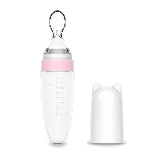 Baby Food Dispensing Spoon – Soft Silicone Squeeze Spoon with Dust Cover, BPA-Free + FREE Fruit Feeder Included