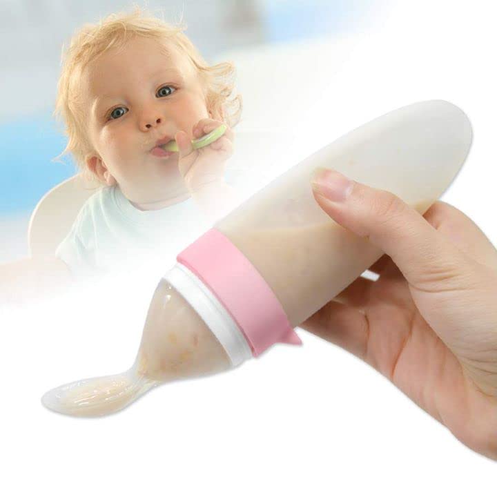 Baby Food Dispensing Spoon – Soft Silicone Squeeze Spoon with Dust Cover, BPA-Free + FREE Fruit Feeder Included