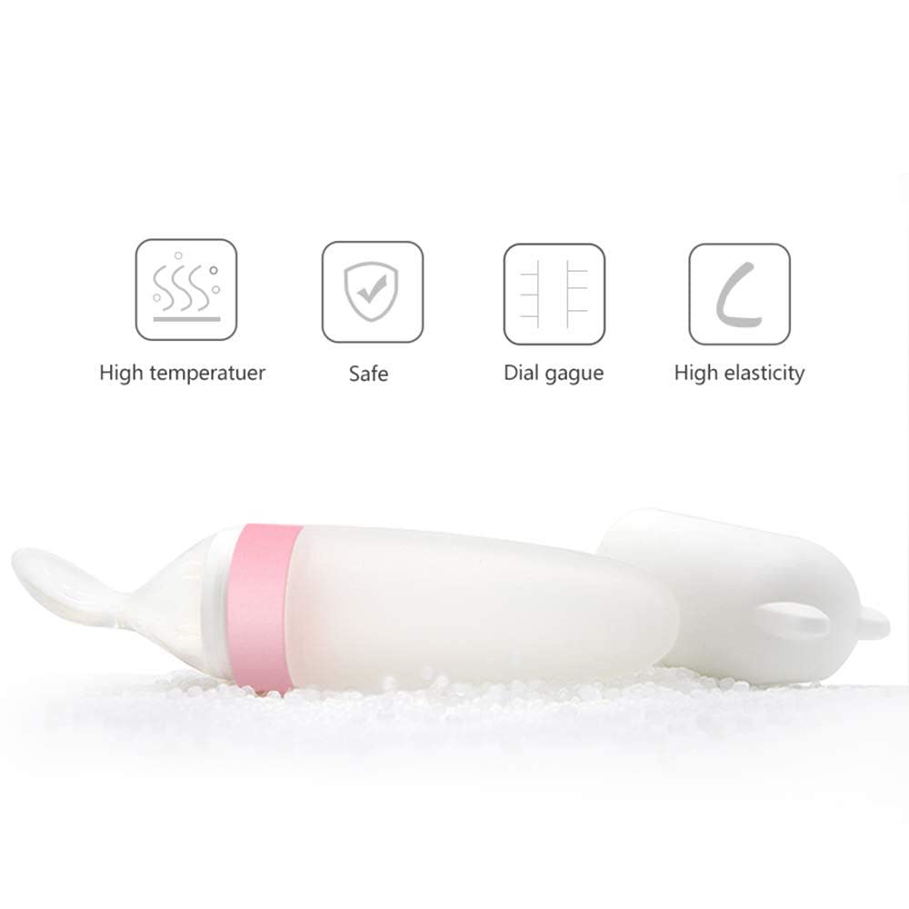 Baby Food Dispensing Spoon – Soft Silicone Squeeze Spoon with Dust Cover, BPA-Free + FREE Fruit Feeder Included