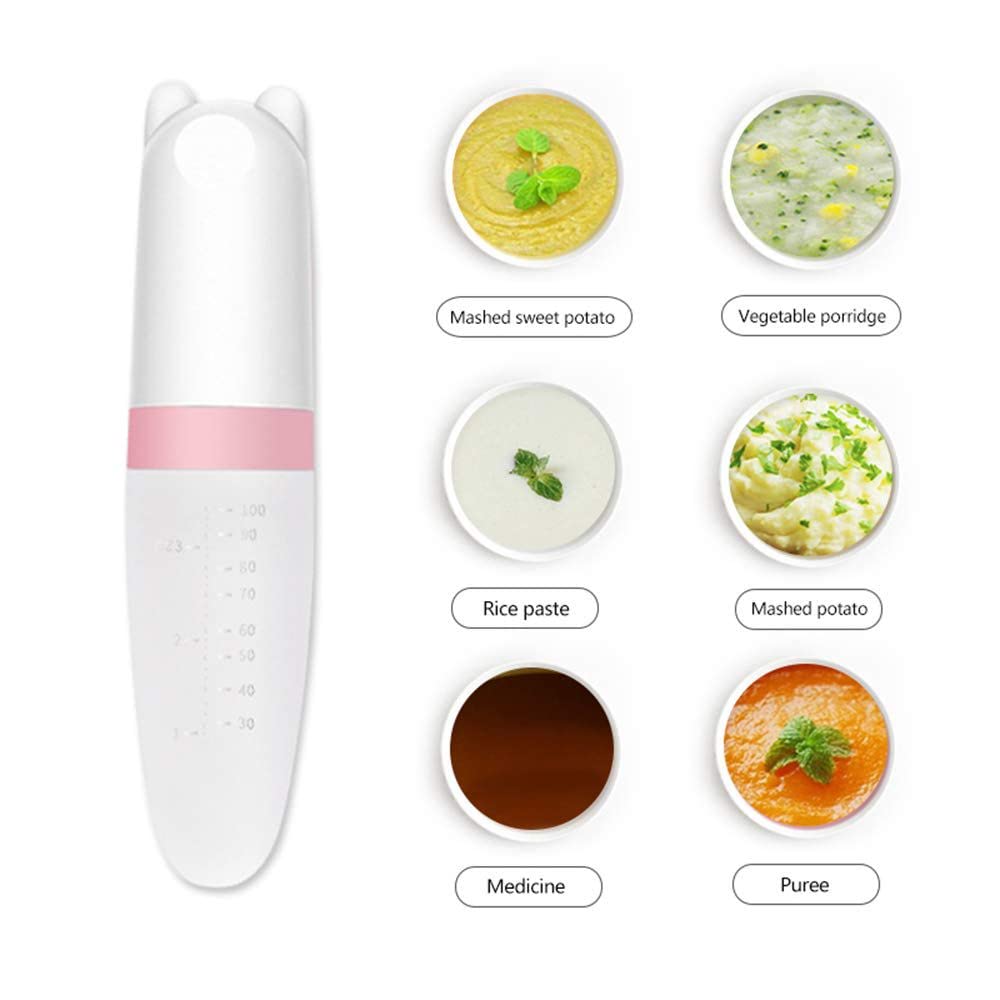 Baby Food Dispensing Spoon – Soft Silicone Squeeze Spoon with Dust Cover, BPA-Free + FREE Fruit Feeder Included