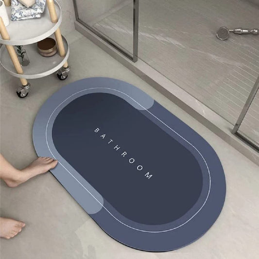 5-Piece Set of Anti-Skid Oval Bathroom Mats (40x60cm) – 3.5mm Thick, Water-Absorbent Rubber Mats with Printed Design – Multi-Color, Non-Slip Floor Protection for Bathroom, Shower, and Wet Areas