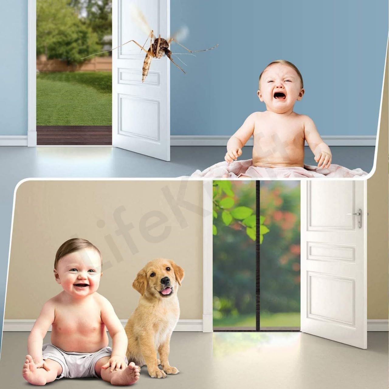 2 pcs Magnetic Polyester Mosquito Net for Door | Auto-Closing Insect Screen | Fly & Mosquito Curtain for All Door Sizes | Hands-Free Mesh Screen (200x100 cm)