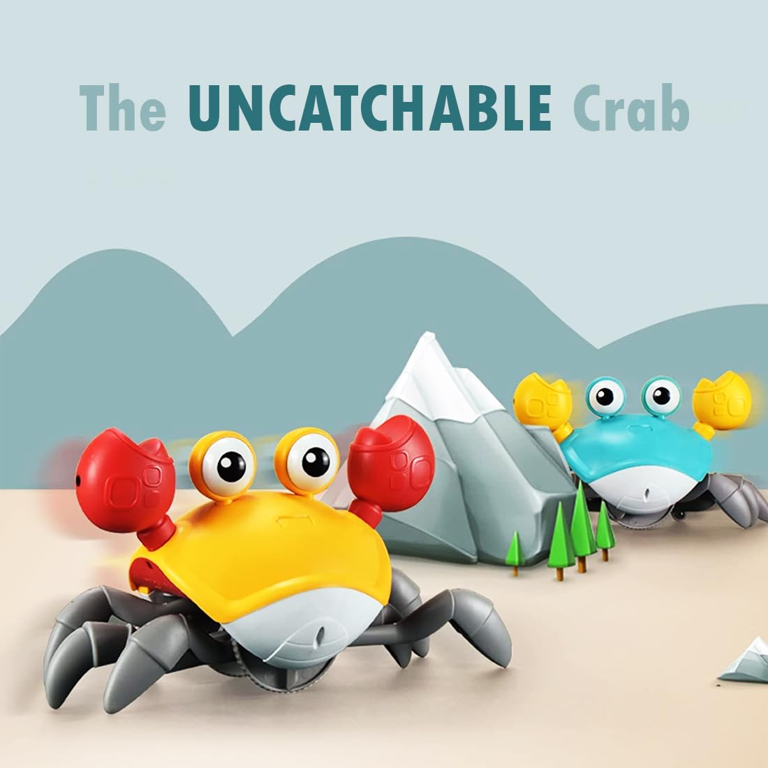 Smart Crawling Crab Baby Toy with Music & Lights – Rechargeable Sensory Toy for Tummy Time & Early Development