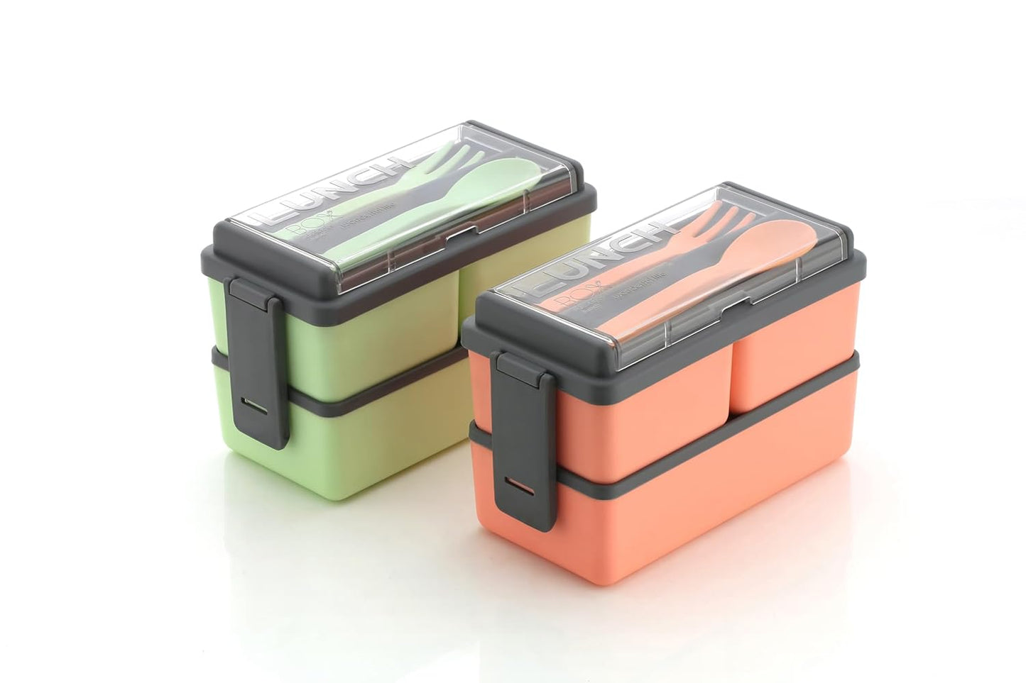 Double Decker BPA-Free Lunch Box – 3 Detachable Containers, 2 Spoons, Stylish Airtight Lid – 1.4L Multicolor, Easy to Carry for Office, School & Outdoors