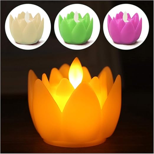 Lotus Shape Realistic Plastic  Battery Operated  LED Candle
