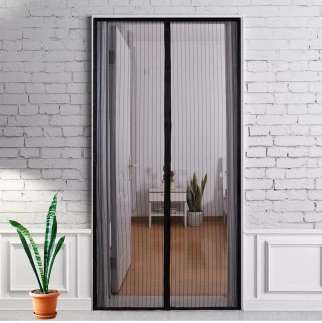 2 pcs Magnetic Polyester Mosquito Net for Door | Auto-Closing Insect Screen | Fly & Mosquito Curtain for All Door Sizes | Hands-Free Mesh Screen (200x100 cm)