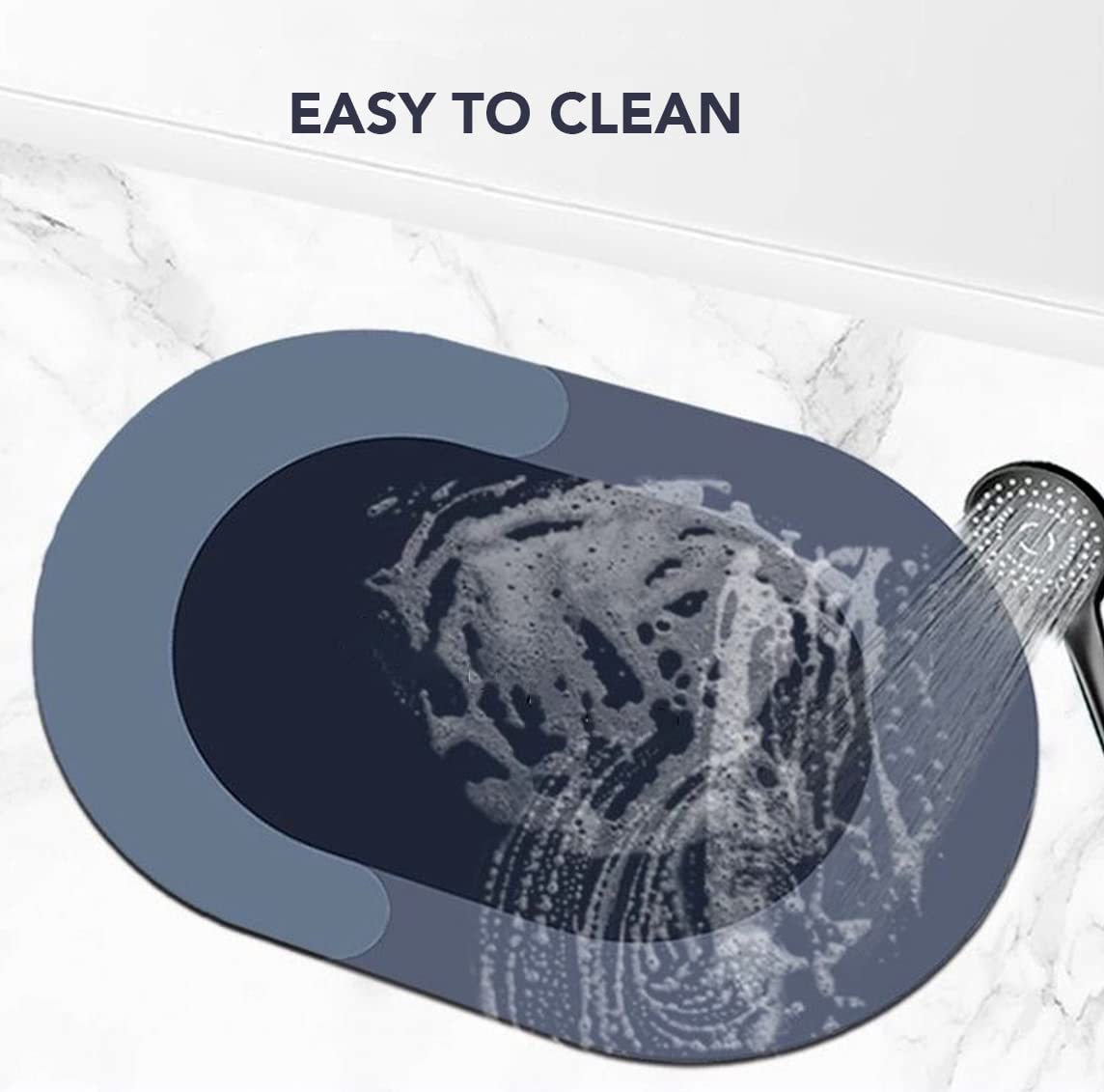 5-Piece Set of Anti-Skid Oval Bathroom Mats (40x60cm) – 3.5mm Thick, Water-Absorbent Rubber Mats with Printed Design – Multi-Color, Non-Slip Floor Protection for Bathroom, Shower, and Wet Areas