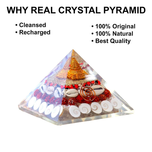 Crystal Laxmi Pyramid – Handcrafted with Sacred Elements for Vastu Decor