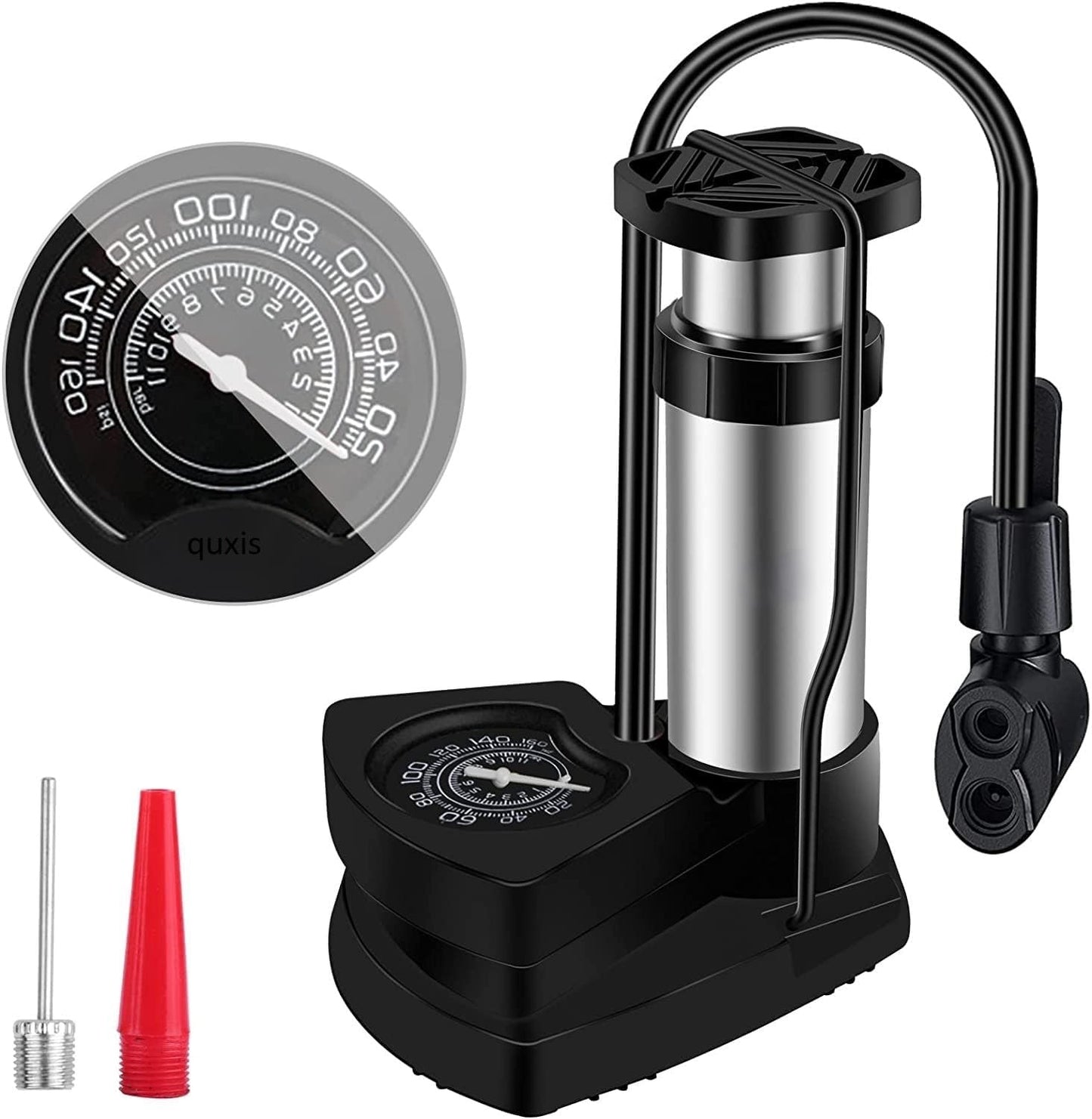 Portable Bicycle & Ball Air Pump with Pressure Gauge – Stable Anti-Skid Pedal, Easy Foot Operation
