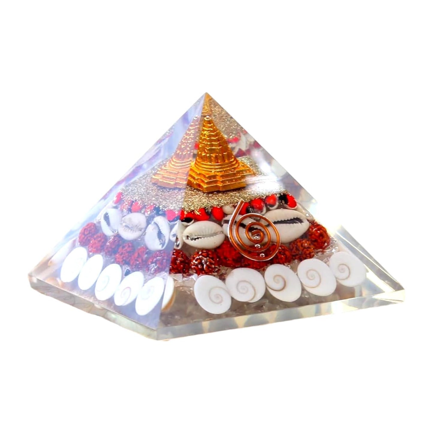Crystal Laxmi Pyramid – Handcrafted with Sacred Elements for Vastu Decor