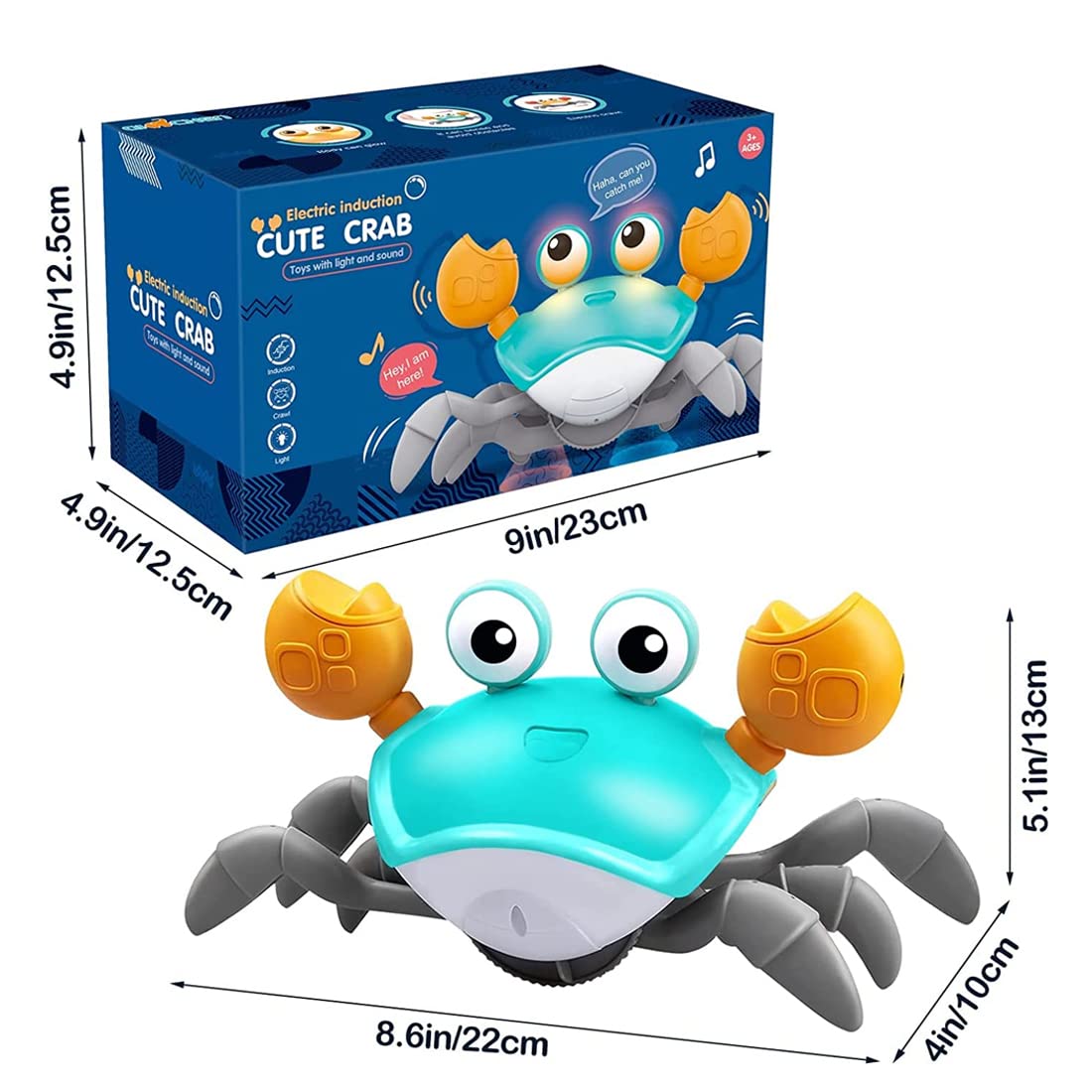 Smart Crawling Crab Baby Toy with Music & Lights – Rechargeable Sensory Toy for Tummy Time & Early Development