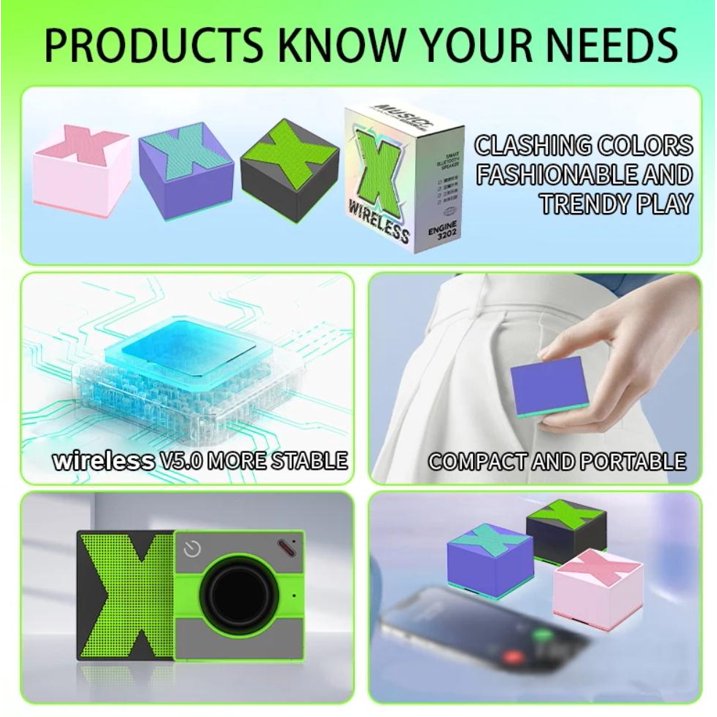 X1 Mini Square Subwoofer Wireless Bluetooth Speaker HIFI Stereo Portable Metal Speaker
