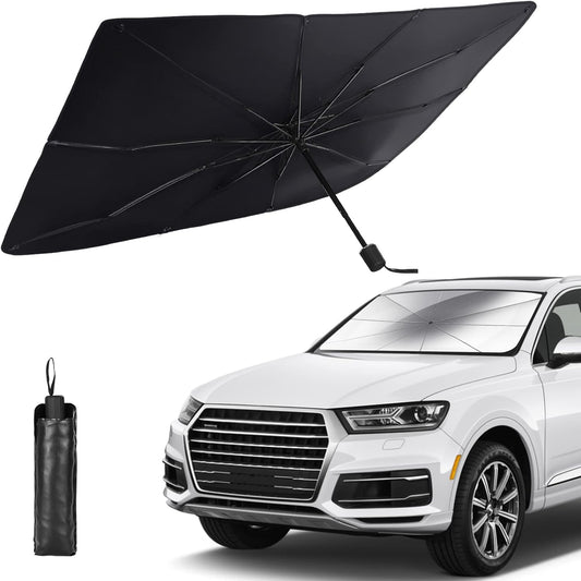Foldable Car Windshield Sun Shade – Umbrella Design for Full Front Window Coverage, Heat & UV Protection for Most Vehicles