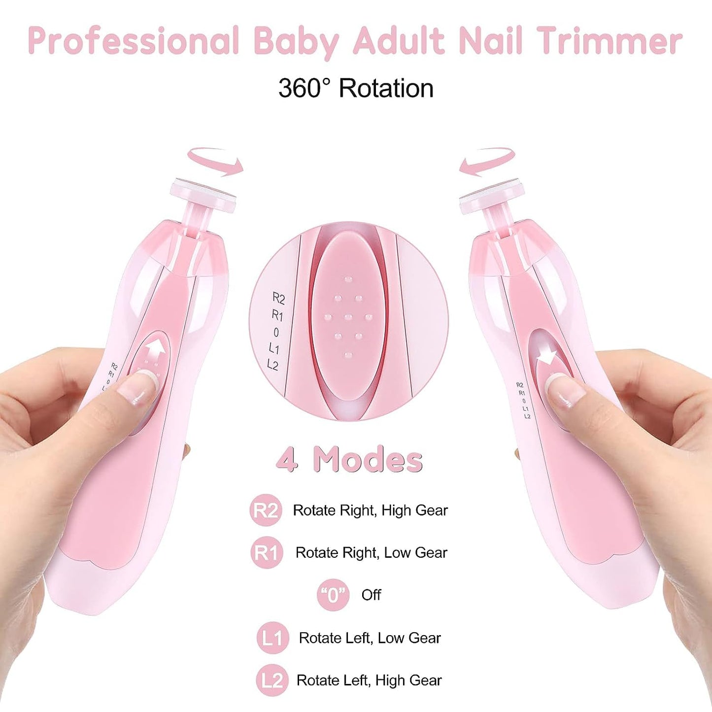 Electric Baby Nail Trimmer Kit with LED Light – Gentle & Safe Nail Cutter for Newborns, Babies and Kids (Multi-Colour)