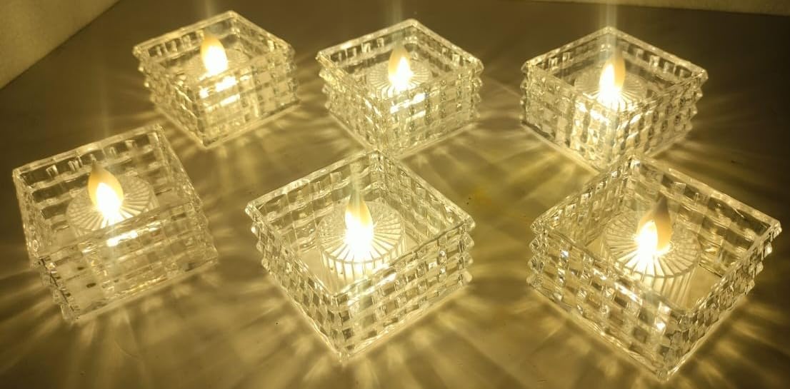 Stylish Cubical Battery-Powered LED Diyas for a Bright Diwali