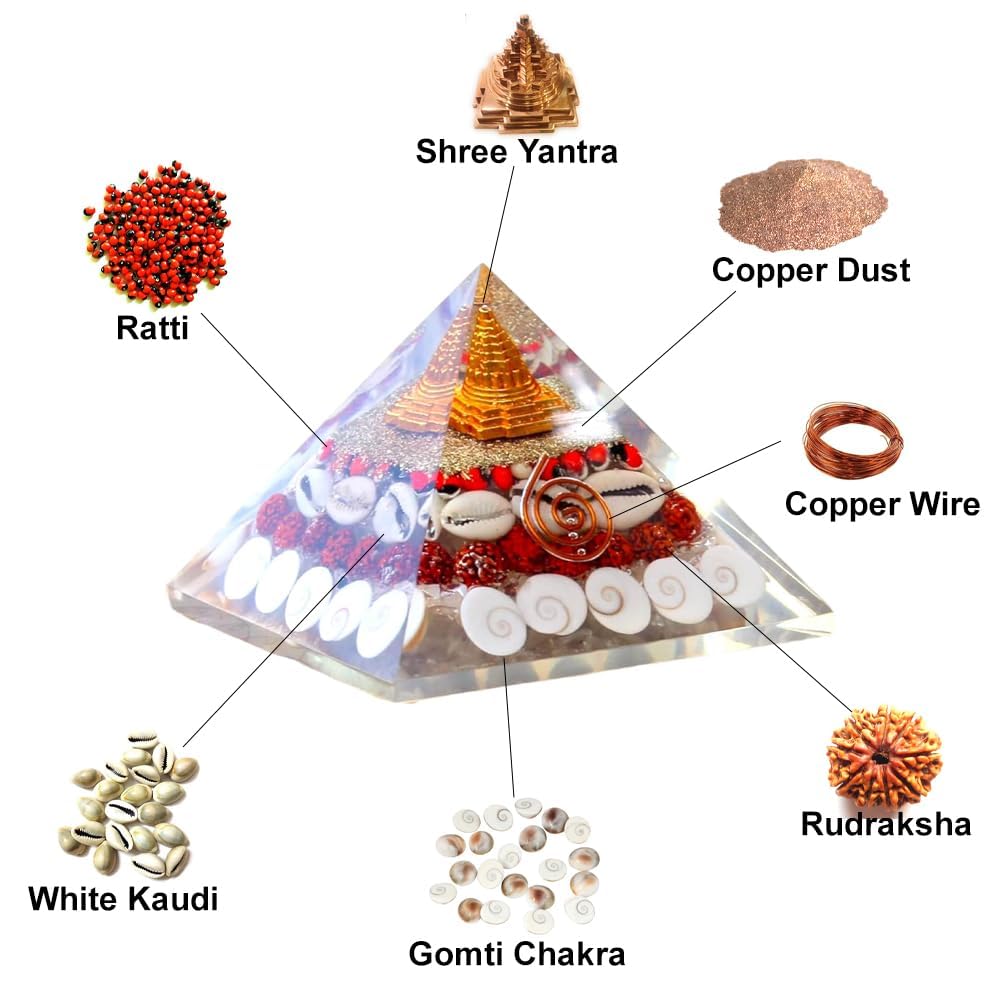 Crystal Laxmi Pyramid – Handcrafted with Sacred Elements for Vastu Decor