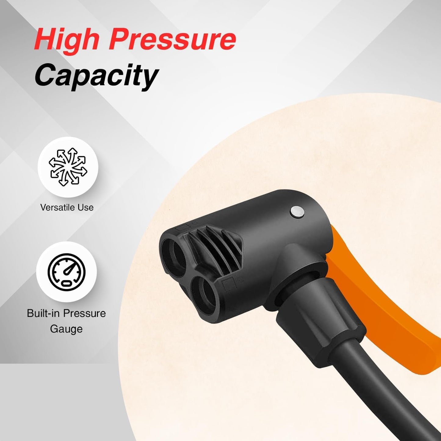 Portable Bicycle & Ball Air Pump with Pressure Gauge – Stable Anti-Skid Pedal, Easy Foot Operation
