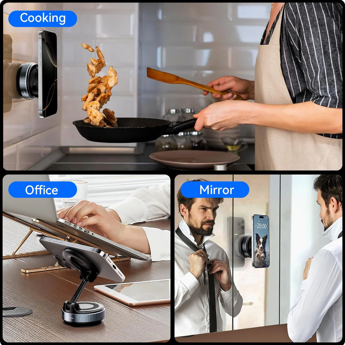 Magnetic Car Phone Mount with Vacuum Suction – 360° Rotation, Strong Grip for Dashboard & Windshield