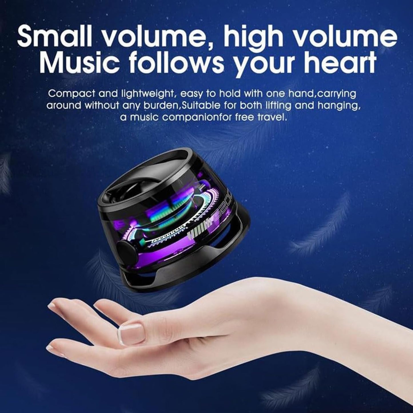 Magnetic Bluetooth Speaker – Mini Portable Wireless Speaker with RGB Lights, 3D Surround Sound, TWS Pairing, Waterproof Design & Phone Stand