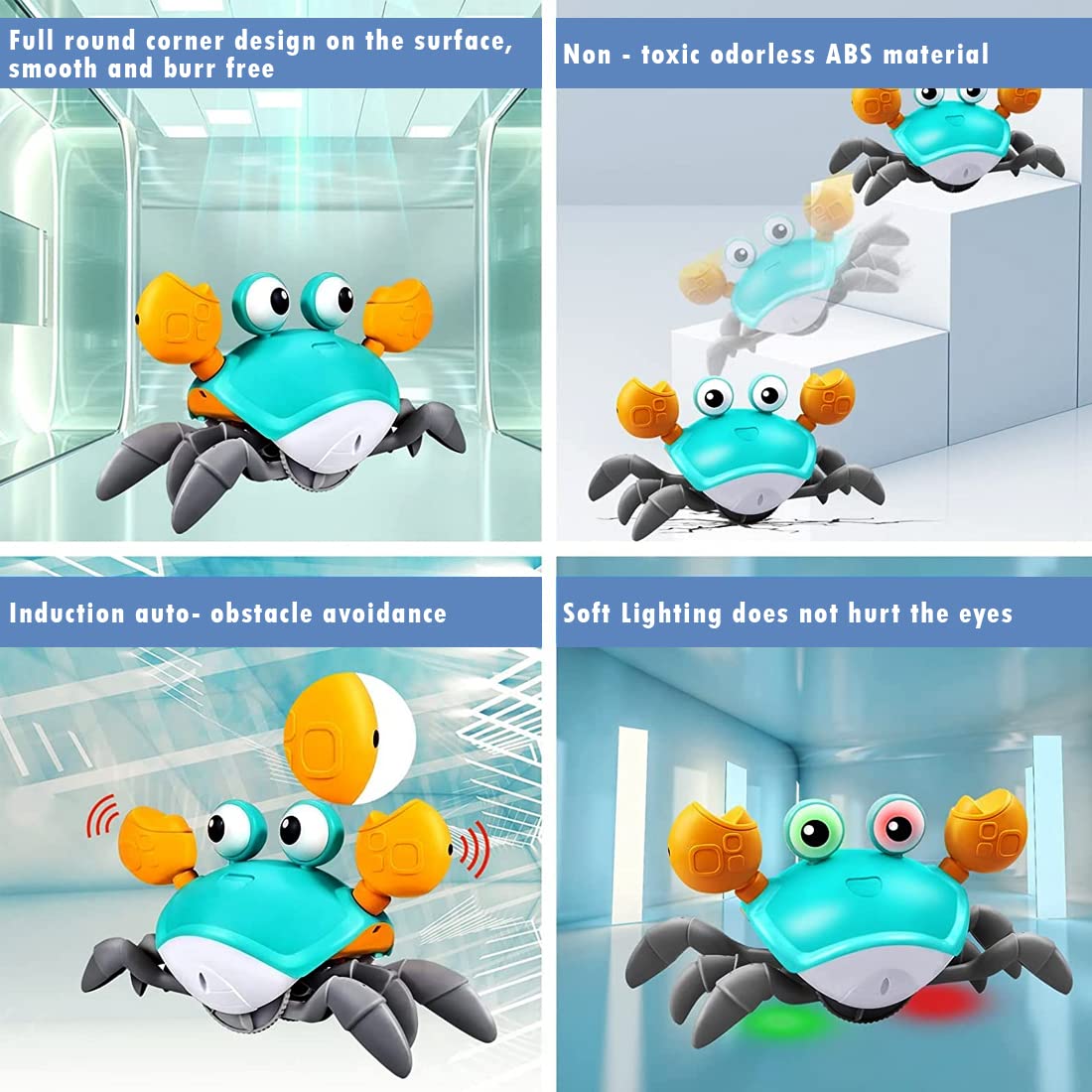 Smart Crawling Crab Baby Toy with Music & Lights – Rechargeable Sensory Toy for Tummy Time & Early Development