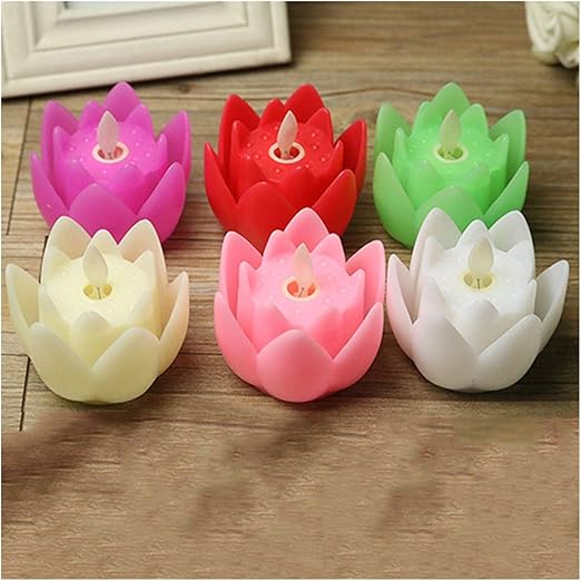 Lotus Shape Realistic Plastic  Battery Operated  LED Candle