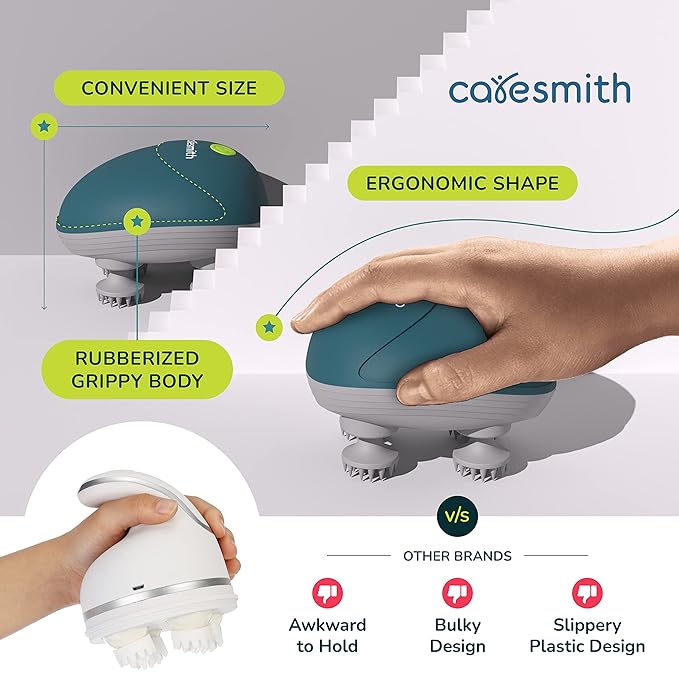 TechRevive Scalp Massager | 96 Silicone Kneading Points | Detachable Heads for Scalp, Body, and Hair Growth Stimulation