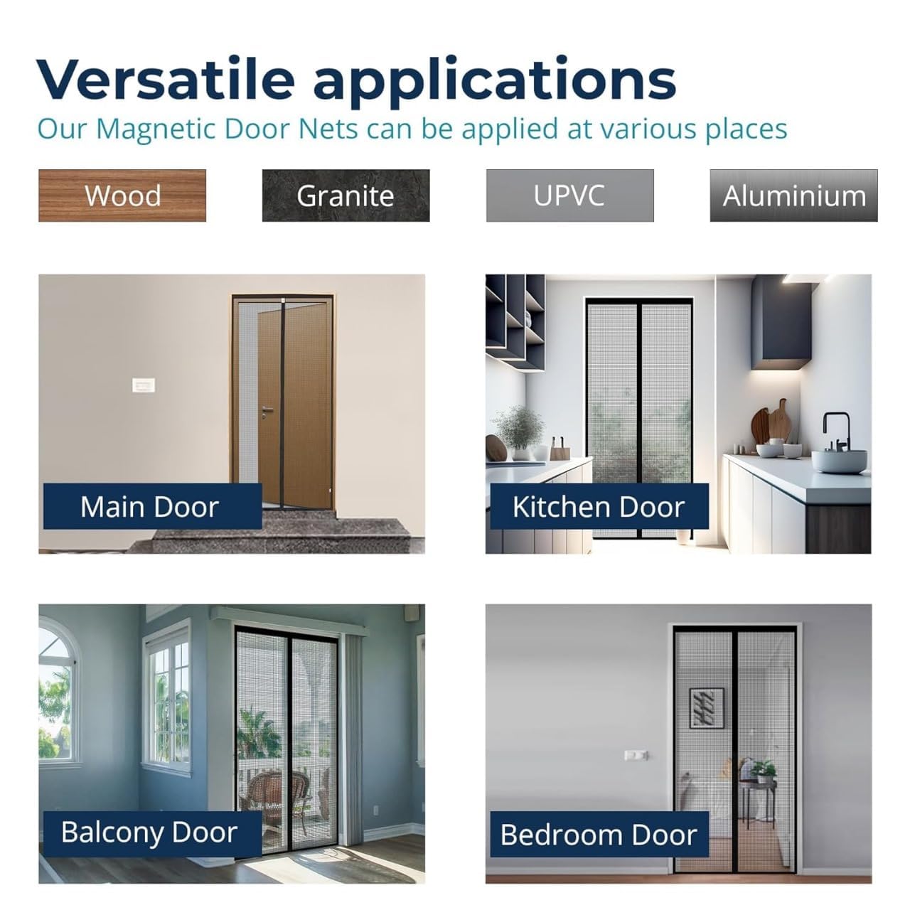 2 pcs Magnetic Polyester Mosquito Net for Door | Auto-Closing Insect Screen | Fly & Mosquito Curtain for All Door Sizes | Hands-Free Mesh Screen (200x100 cm)