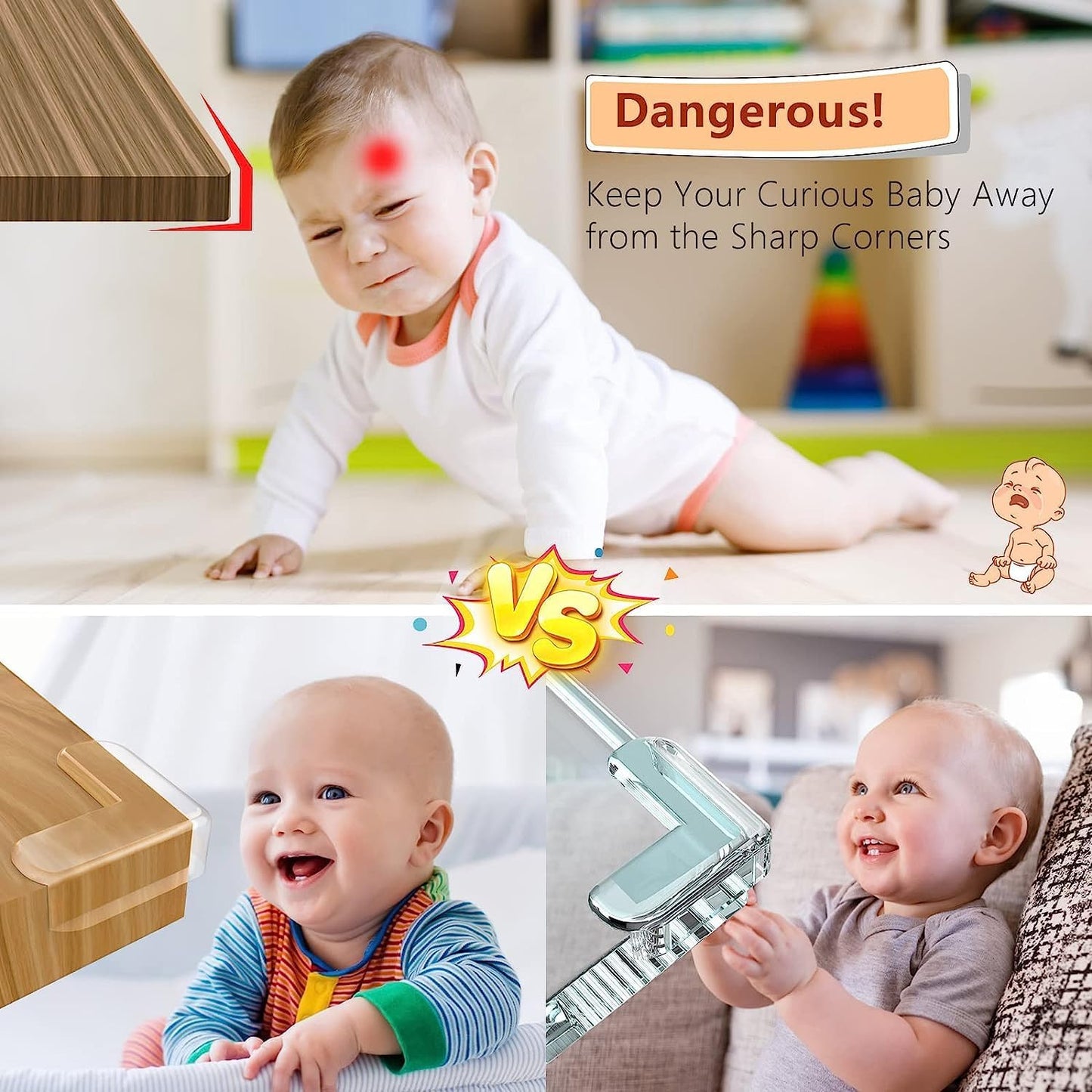 Silicone Baby Safety Corner Guards – Soft Edge Protectors for Tables, Beds & Furniture | Childproof Cushioning for Sharp Corners