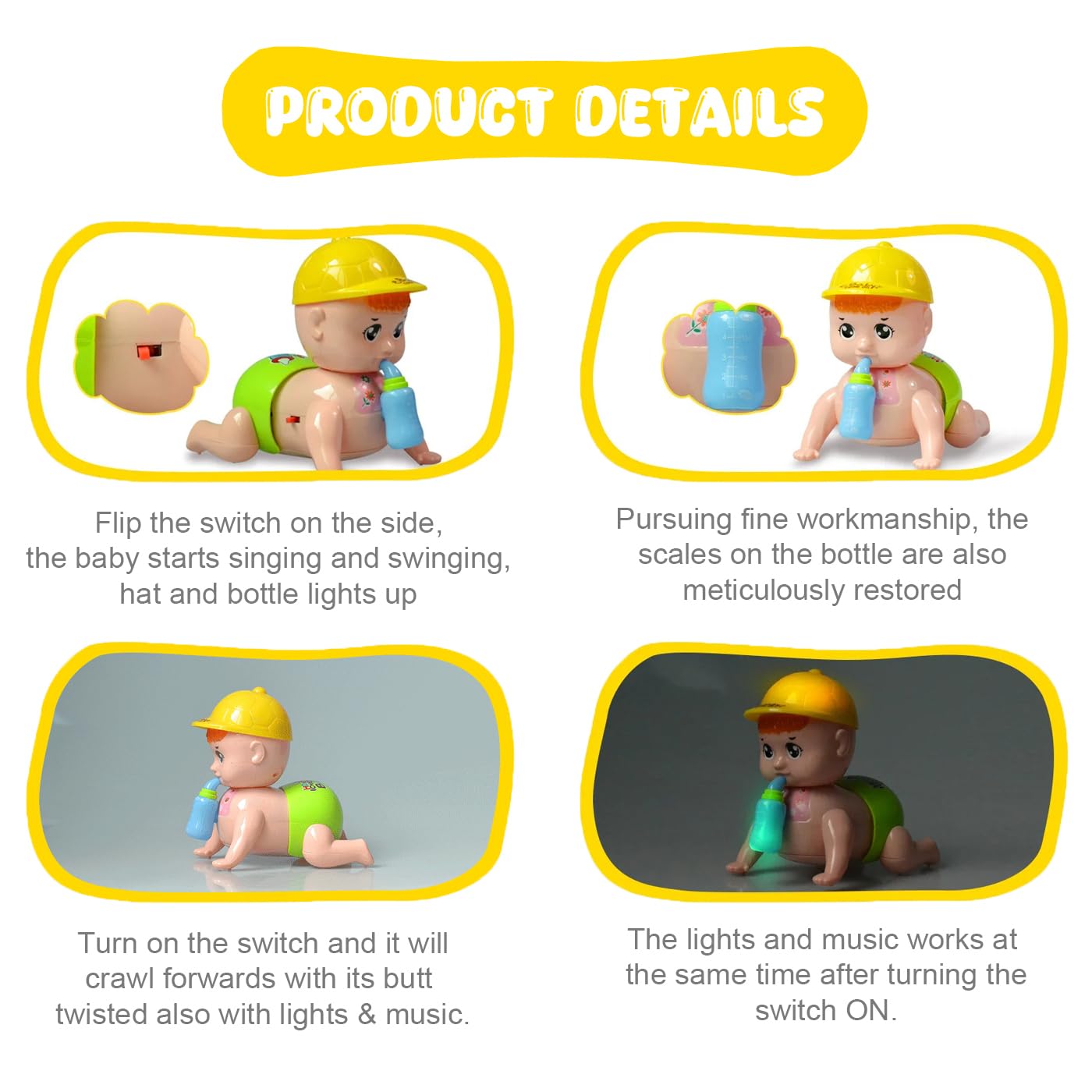 Interactive Musical Crawling Baby Toy with Flashing Lights & Fun Sounds for Infants and Kids