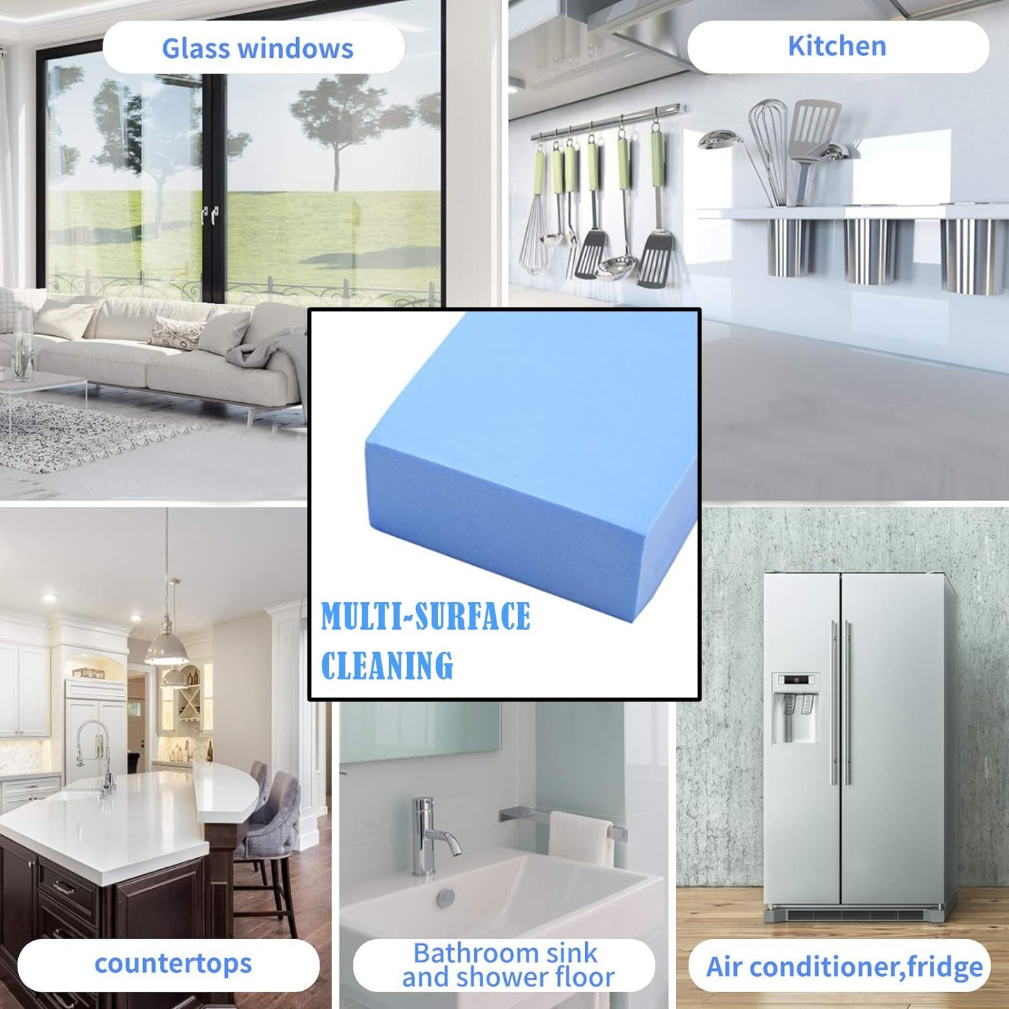 Multipurpose Sponge Cleaning Blocks (Pack of 4) for Household Use