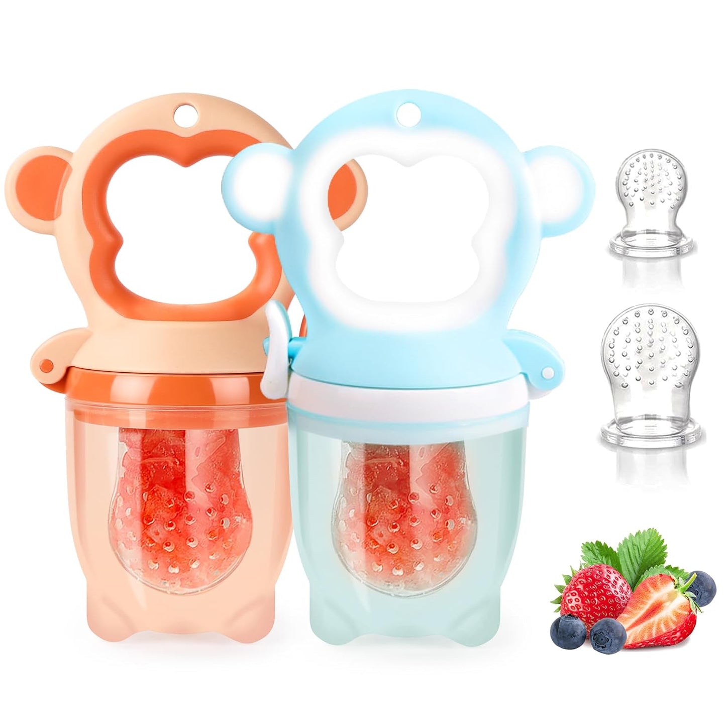 Baby Food Dispensing Spoon – Soft Silicone Squeeze Spoon with Dust Cover, BPA-Free + FREE Fruit Feeder Included