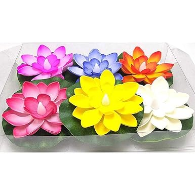 Waterproof Battery Operated Artificial Floating LED Lotus Candle (Pack of 6)