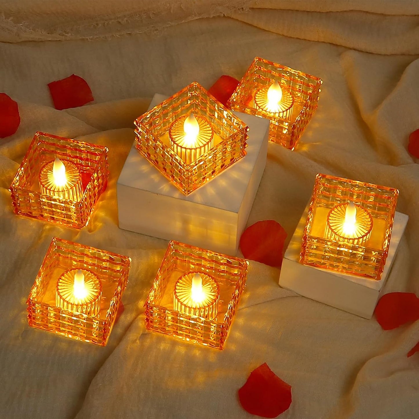 Stylish Cubical Battery-Powered LED Diyas for a Bright Diwali