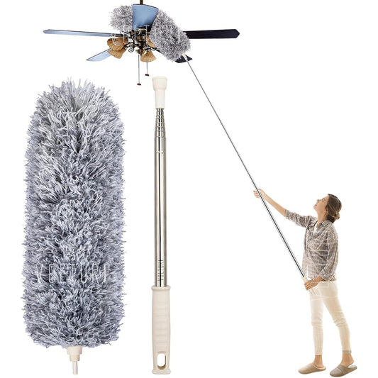 TechLifestyle Extendable Microfiber Feather Duster – 100 Bendable Fan & Ceiling Cleaner with Washable Head