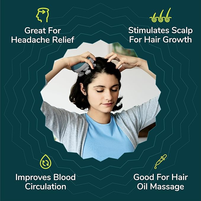 TechRevive Scalp Massager | 96 Silicone Kneading Points | Detachable Heads for Scalp, Body, and Hair Growth Stimulation