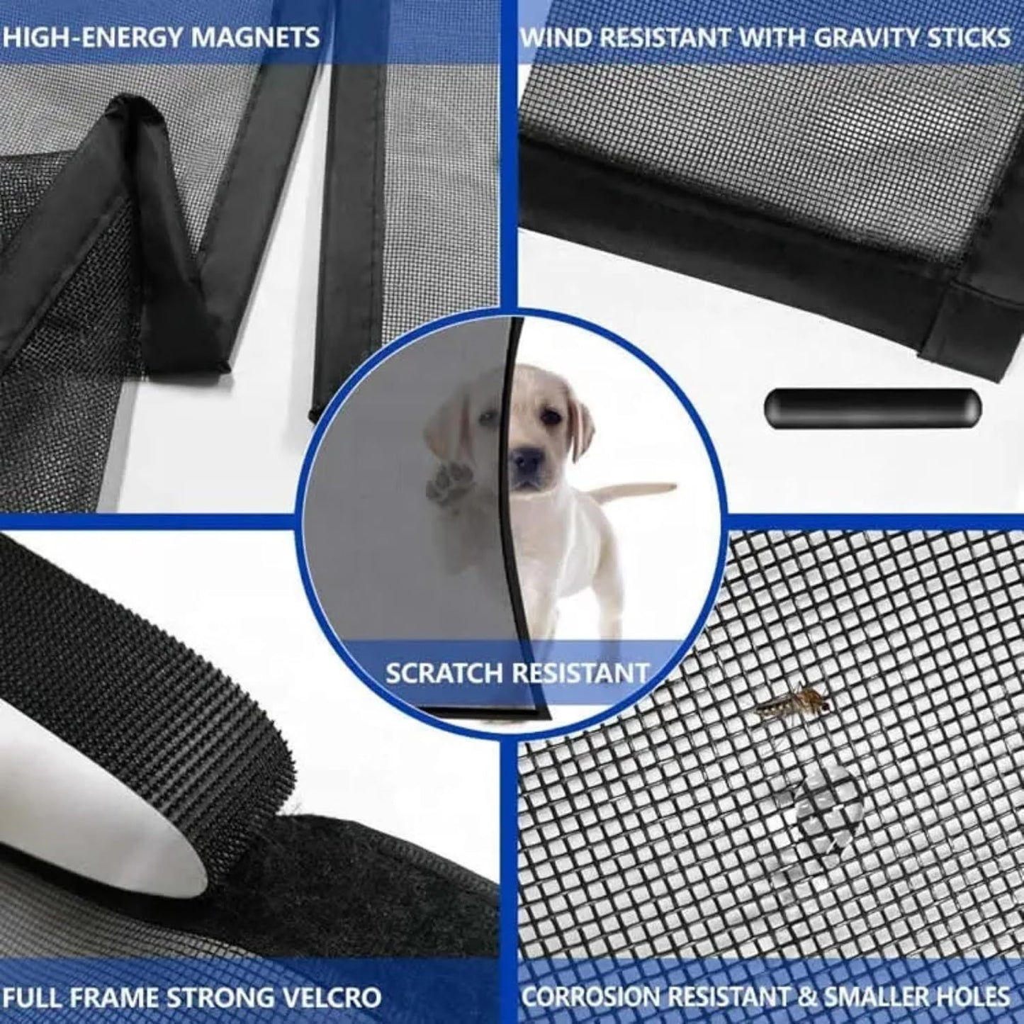 2 pcs Magnetic Polyester Mosquito Net for Door | Auto-Closing Insect Screen | Fly & Mosquito Curtain for All Door Sizes | Hands-Free Mesh Screen (200x100 cm)