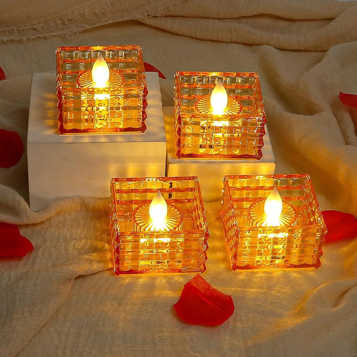 Stylish Cubical Battery-Powered LED Diyas for a Bright Diwali